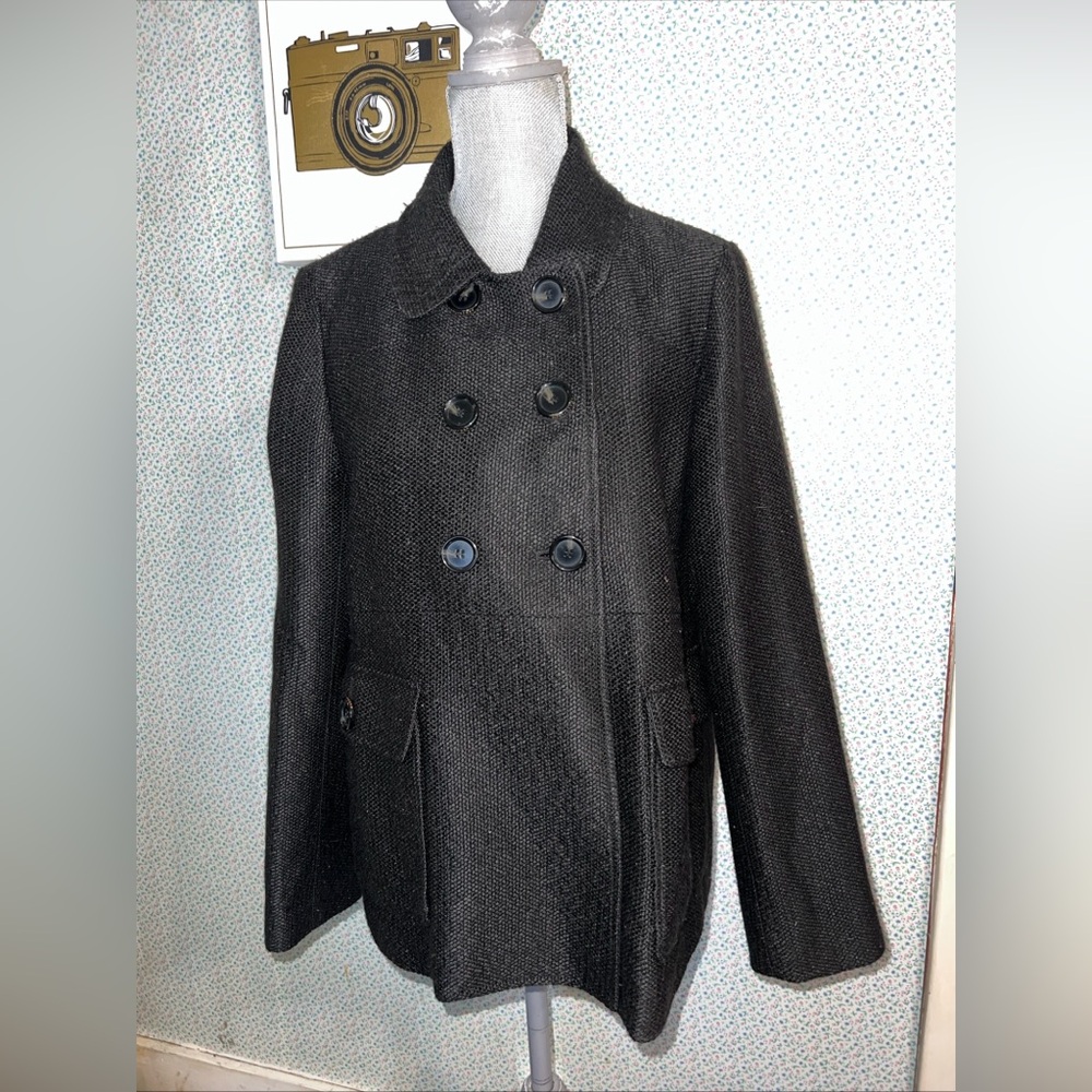 MARTIN+OSA Women'sblack metallic black Double breasted Peacoat jacket 14